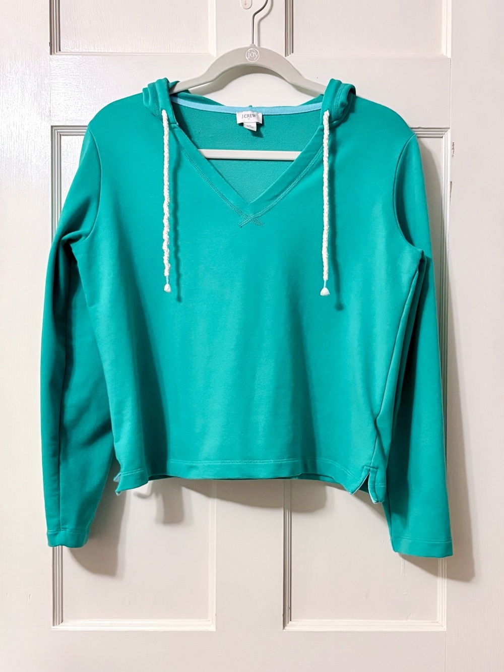 J. Crew Teal V-Neck Hooded Pullover